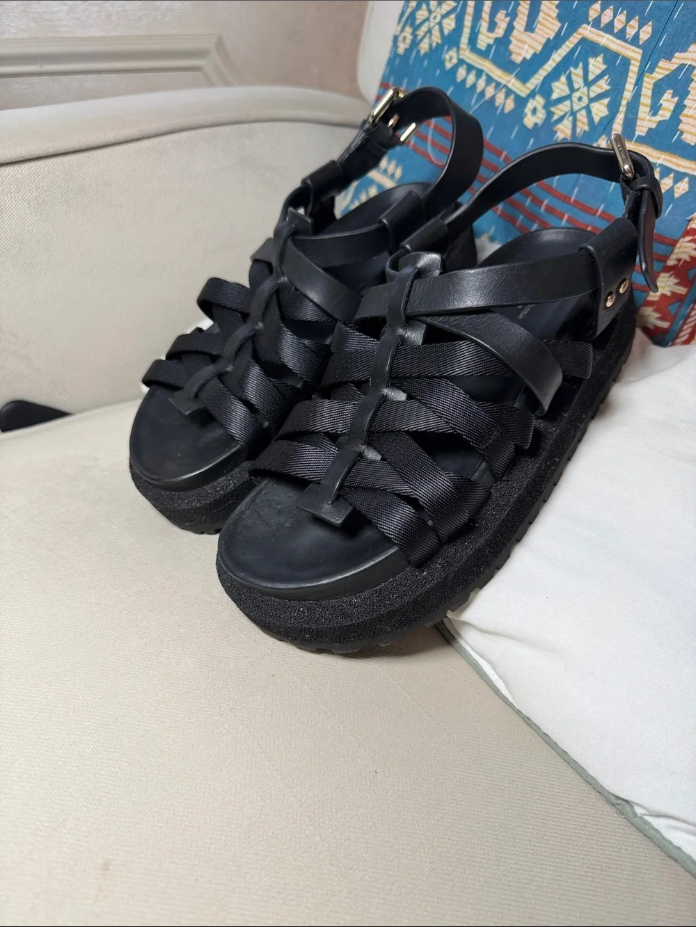 rag & bone Black Park Platform Fisherman Sandals - Size 36.5/6.5